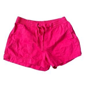 Gap Barbiecore Pink High Waist Shorts Linen Cotton Drawstring Elastic SZ S